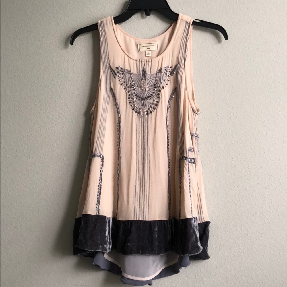 Beaded top with velvet detail